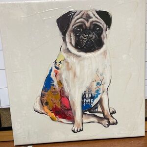 Pug Dog Wanna-Be Artist Canvas Art 14X14